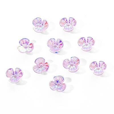 Electroplated 3-petal Flower Resin Cabochons