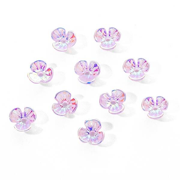Electroplated 3-petal Flower Resin Cabochons