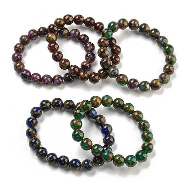 Round Synthetic Gold Clinquant Stone Stretch Bracekets