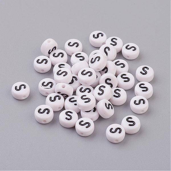 Flat Round with Letter S Acrylic Beads