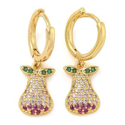 Rack Plating Brass Micro Pave Cubic Zirconia Pear Hoop Earrings
