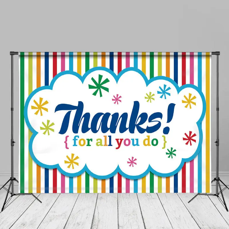 Thanks Colorful Stripes Mothers Day Picture Backdrop - Aperturee