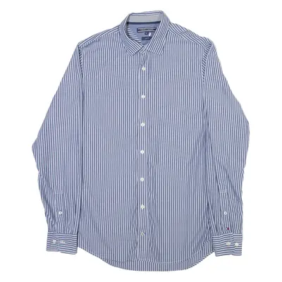 TOMMY HILFIGER Slim Fit Mens Shirt Blue Striped Long Sleeve M