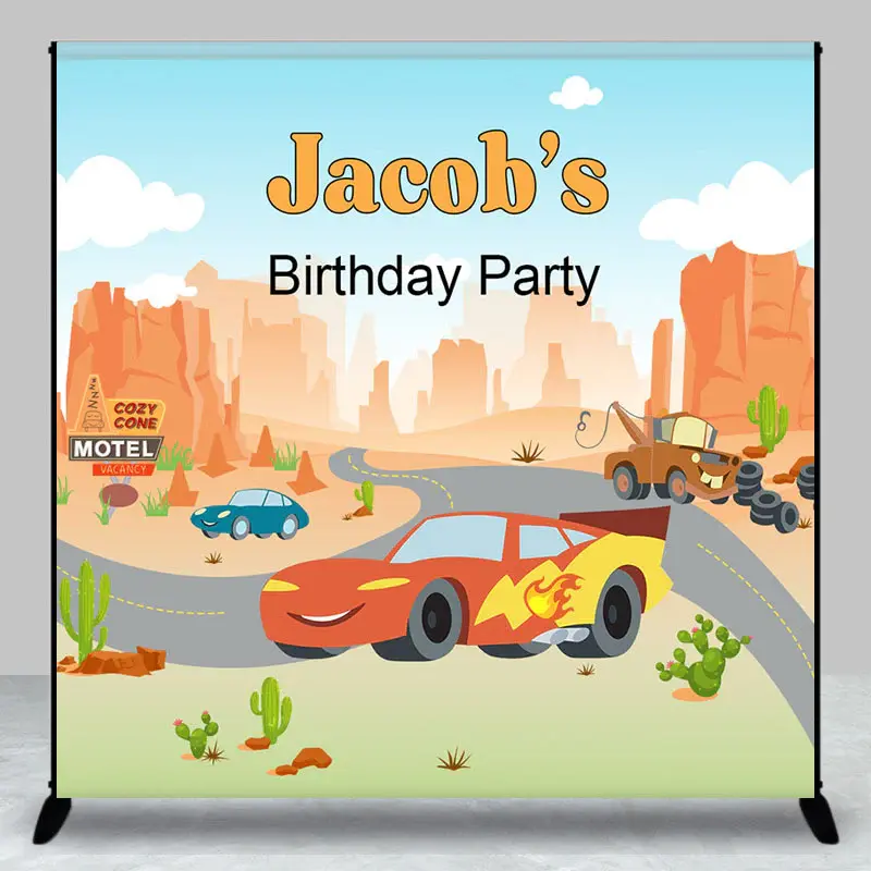 Desert Road Car Custom Name Birthday Party Backdrop - Aperturee