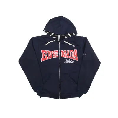 CHERRI'S BOUTIQUE Ense Nada Mexico Hoodie Blue Full Zip Womens M