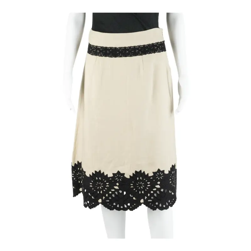 MONSOON Lace Knee Length Flare Skirt Beige Womens UK 8