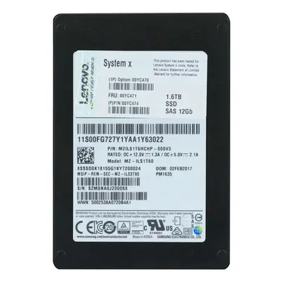 00YC471 IBM 1.6TB SAS 12Gb/s Hot Swappable 2.5-Inch Solid State Drive