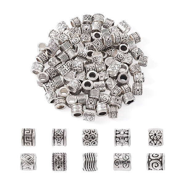 100Pcs 10 Style Tibetan Style European Beads