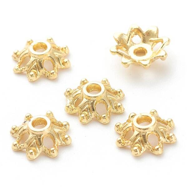 Rack Plating Alloy Flower Bead Caps