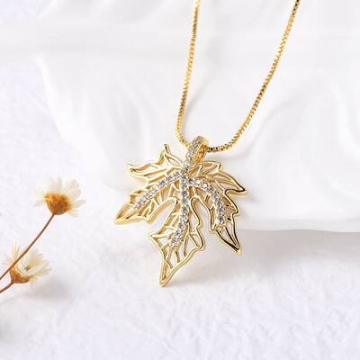 Brass Micro Pave Clear Cubic Zirconia Pendant Necklaces for Women