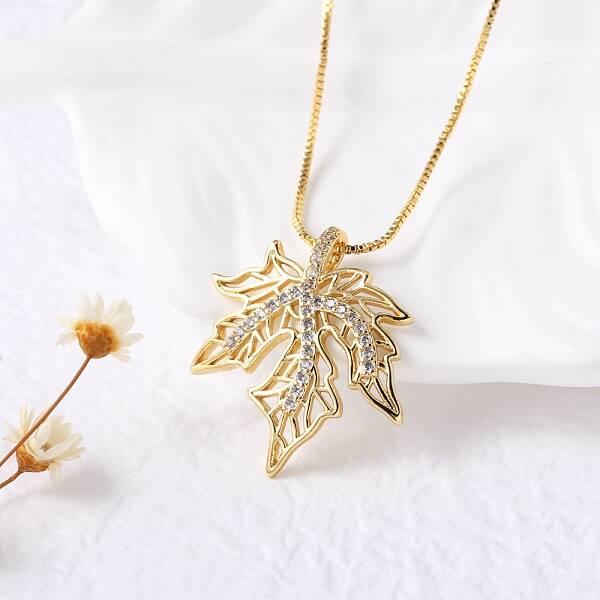 Brass Micro Pave Clear Cubic Zirconia Pendant Necklaces for Women