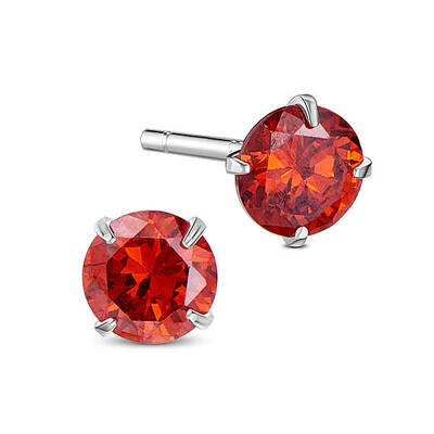 Rhodium Plated 925 Sterling Silver Four Pronged Ear Studs