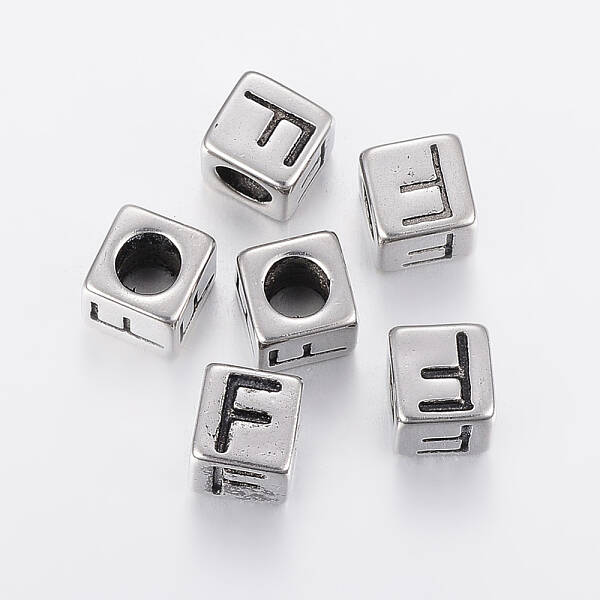 304 Stainless Steel Large Hole Letter European Beads