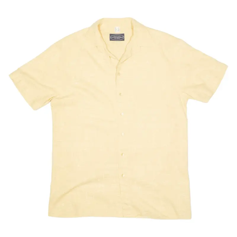 COTTON REPUBLIC Shirt Orange Crazy Pattern Short Sleeve Mens M