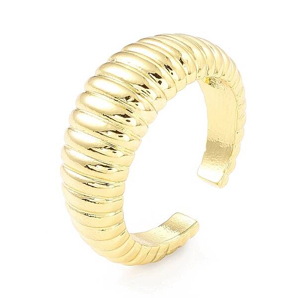 Rack Plating Brass Croissant Open Cuff Ring for Women