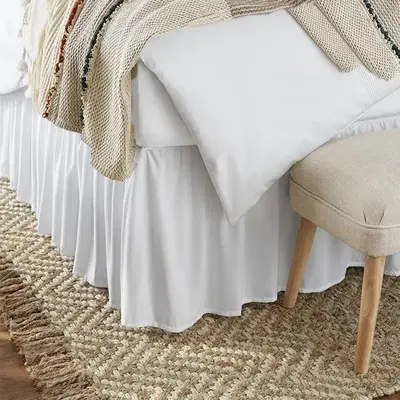 Solid Color Ruffle Trim Bed Skirt, 1 Count Fitted Sheet For Home All Season