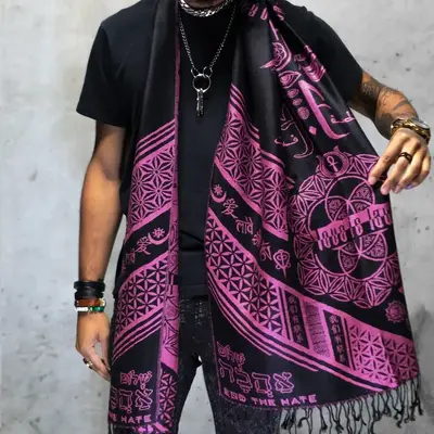 LOVE IS LAW • Neon Pink // Festival Pashmina / Festival Shawl / Festival Scarf / Pashmina Festival / Festival Clothing / Ra...