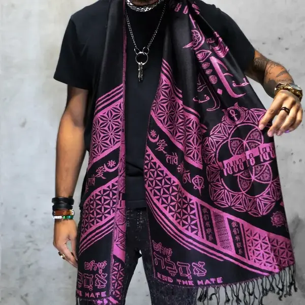 LOVE IS LAW • Neon Pink // Festival Pashmina / Festival Shawl / Festival Scarf / Pashmina Festival / Festival Clothing / Ra...