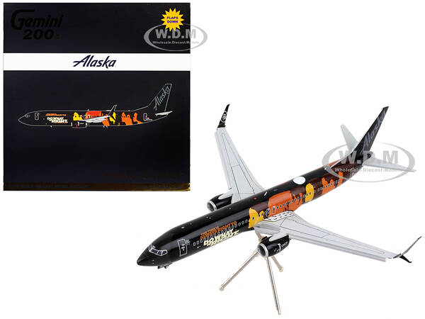 Boeing 737-900ER Commercial Aircraft with Flaps Down Alaska Airlines - Our Commitment Black with Graphics Gemini 200 Series 1...