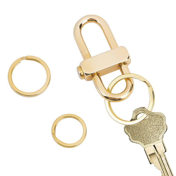 CHGCRAFT Brass Key Chain with 3 Rings Screw Lock Keychain Gold Pressing Side Button Clip Key Holders for Car Keychain for Men...