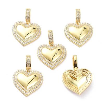 Brass Micro Pave Clear Cubic Zirconia Pendants