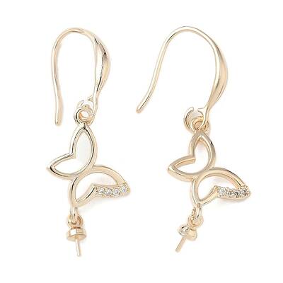 Butterfly Brass Micro Pave Clear Cubic Zirconia Earring Hooks