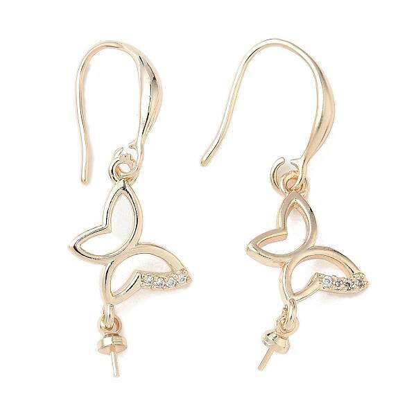 Butterfly Brass Micro Pave Clear Cubic Zirconia Earring Hooks
