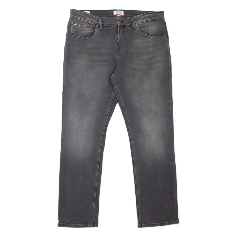 TOMMY JEANS Ryan Mens Jeans Grey Regular Straight Stone Wash W36 L30