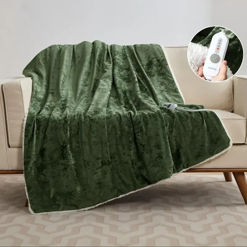 Garvee Electric Blanket Throw, Velvet Heated Throw Blanket, Luxury Soft Electric Heating Blankets, 4 Heat Levels & 4H Auto Of...