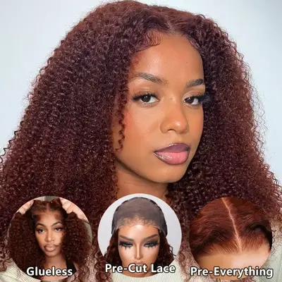 Glueless Wear And Go Wig Kinky Curly HD Transparent Lace Closure Wigs