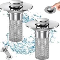 2-Pack Pop-Up Bathroom Sink Drain Strainer with Removable Filter Basket - Universal Stainless steel Sink Stopper for Bathroom...