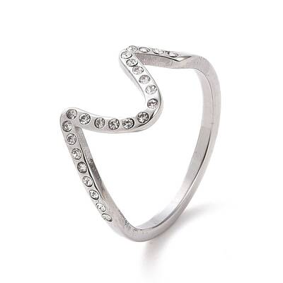 Crystal Rhinestone Wave Finger Ring