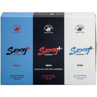 Beverly Hills Polo Club BHPC Men's 3-Piece Sexy + Pheromones Fragrance Gift Set – Includes 0.5oz & 1oz Slider Sprays – Bo...