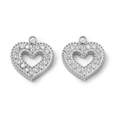 304 Stainless Steel Micro Pave Cubic Zirconia Charms