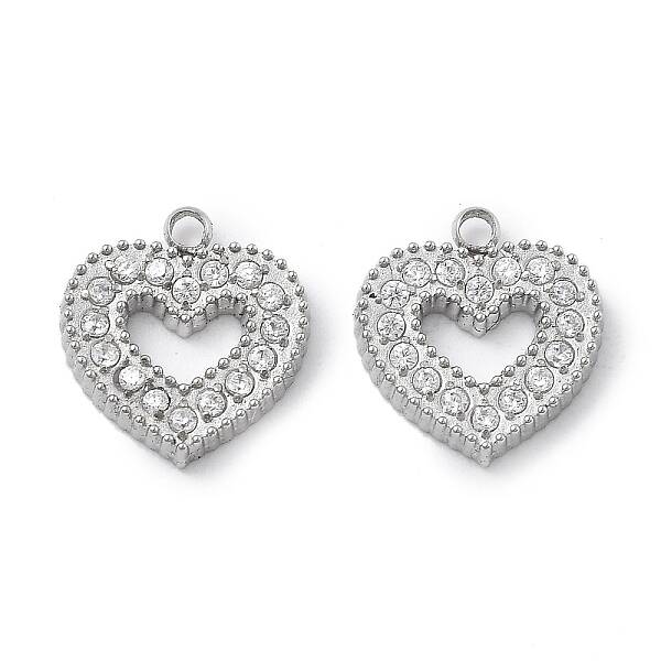 304 Stainless Steel Micro Pave Cubic Zirconia Charms