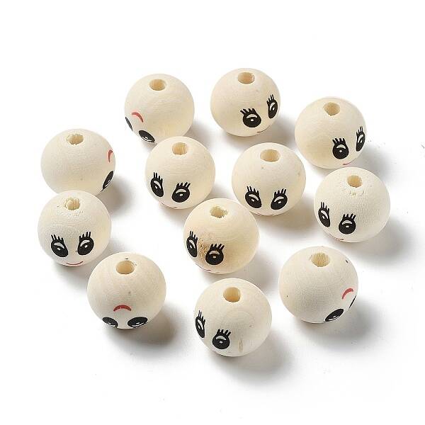 Printed Wood European Beads