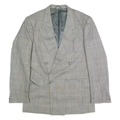 BUSINESS CLASS` Mens Blazer Jacket Grey Wool 90s Check M
