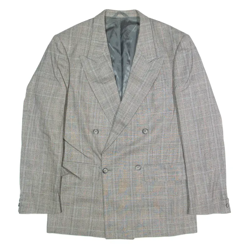 BUSINESS CLASS` Mens Blazer Jacket Grey Wool 90s Check M