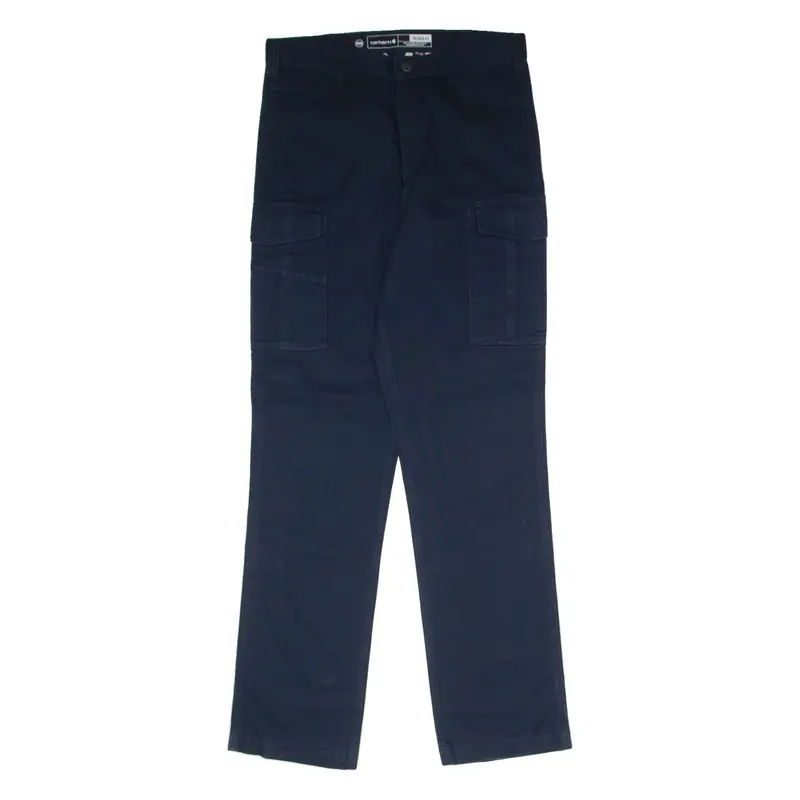 CARHARTT Cargo Workwear Mens Canvas Trousers Blue Relaxed Straight W33 L36