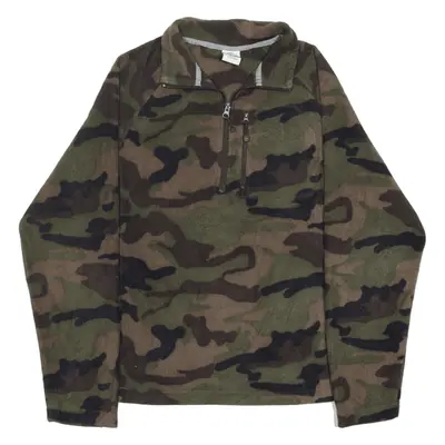 STARTER Patterned Fleece Green Camouflage 1/4 Zip Mens S