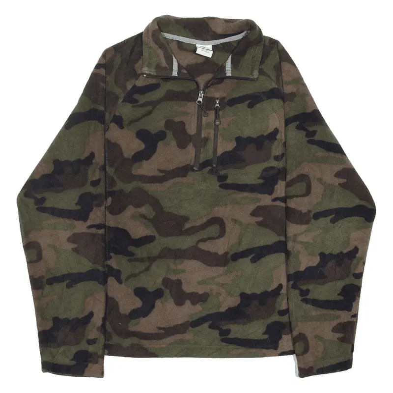 STARTER Patterned Fleece Green Camouflage 1/4 Zip Mens S