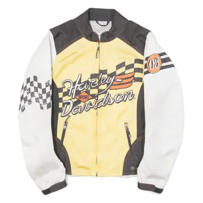 HARLEY DAVIDSON Mens Motorcycle Jacket Gold Colourblock S