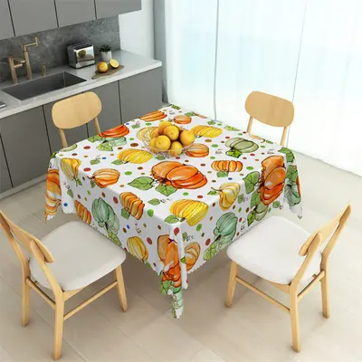 Green And Orange Pumpkin Pattern Square Tablecloth - Aperturee