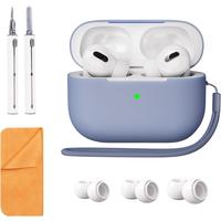 Airpods Pro 2nd Generation Case Cover, Full Protective Soft , with Cleaner kit and 3 Pairs Replacement Ear Tips, Front LED Vi...