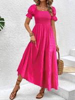 Women's Plain Square Neck Dress, Elegant Fashion Casual A Line Dress for Daily Outdoor Wear, Women Dress for Summer, Womenswe...