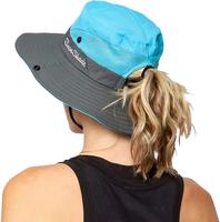 2 Pack Women's Outdoor UV-Protection-Foldable Sun-Hats with Ponytail-Hole