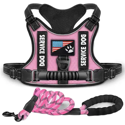Tactical Dog Harness with Leash, 1 Set Adjustable Reflective Pet Chest Strap, Durable and Stylish Pet Vest for Outdoor Traini...