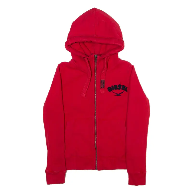 DIESEL Womens Red Hoodie Full Zip XS