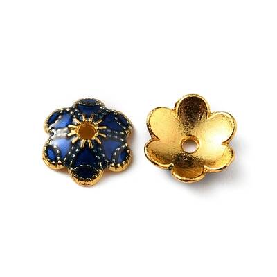 6-Petal Alloy Enamel Bead Caps