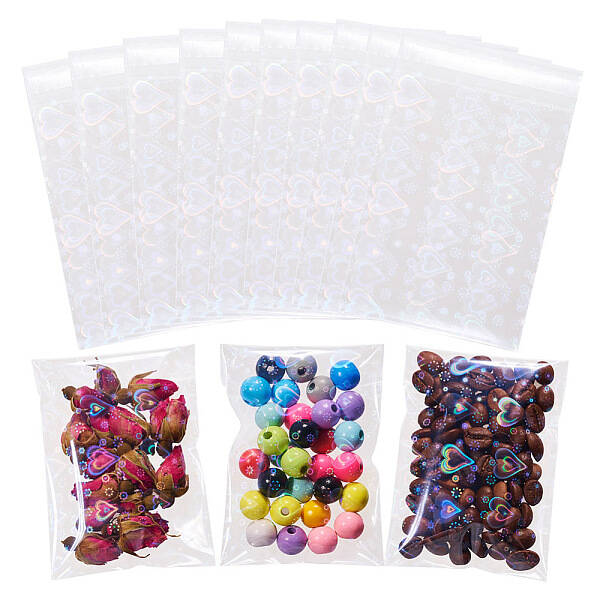 50Pcs Double Face Laser Rectangle PE Cellophane Bags